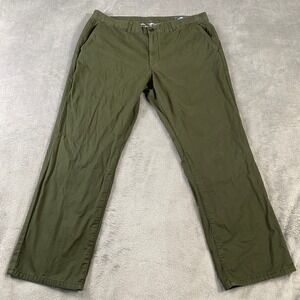 Bonobos Chino Men 38x30 Olive Green Flannel Lined Straight Leg Pants 19146-GRR12